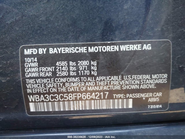 BMW 320i Xdrive 2015 WBA3C3C58FP664217 Image 9