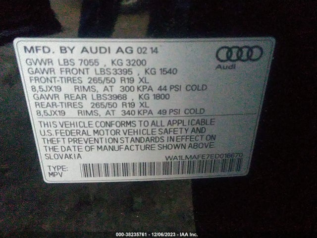 WA1LMAFE7ED016670 Audi Q7 3.0 Tdi Premium