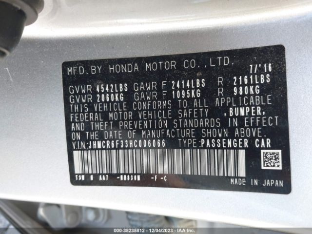 JHMCR6F33HC006066 Honda ACCORD HYBRID