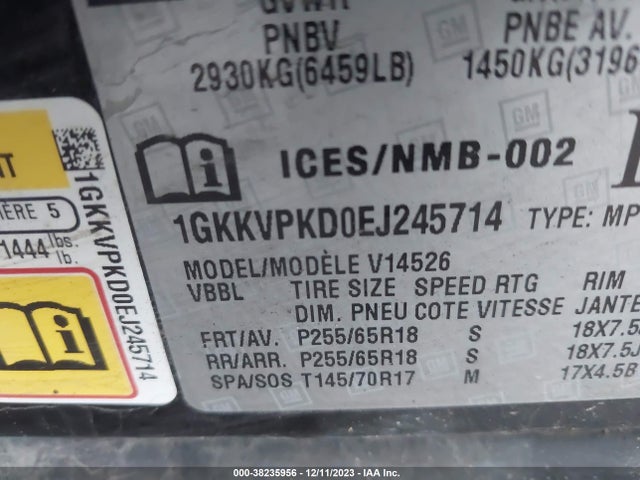 GMC Acadia Sle-2 2014 1GKKVPKD0EJ245714 Image 9