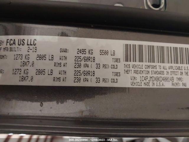 2019 JEEP CHEROKEE 1C4PJMDX8KD400149 Photo 8