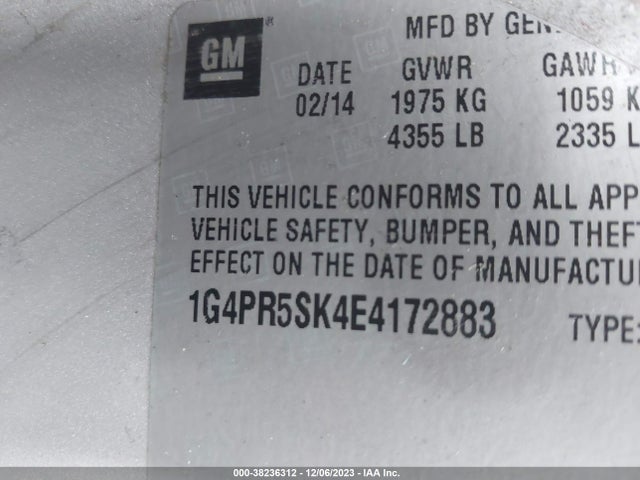 1G4PR5SK4E4172883 Buick Verano Convenience Group