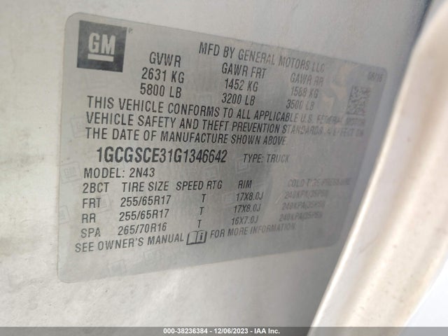 Chevrolet Colorado Lt 2016 1GCGSCE31G1346642 Image 9