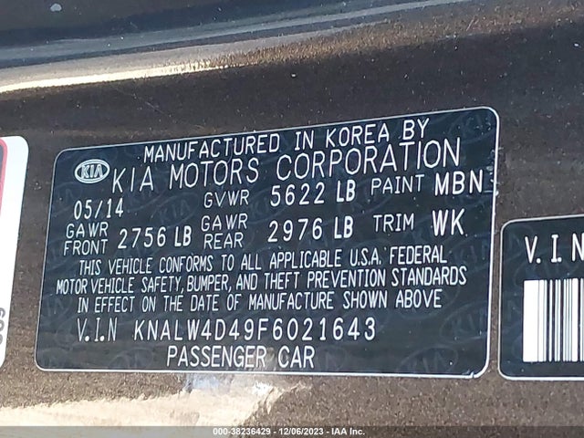 KIA K900 Luxury 2015 KNALW4D49F6021643 Image 9