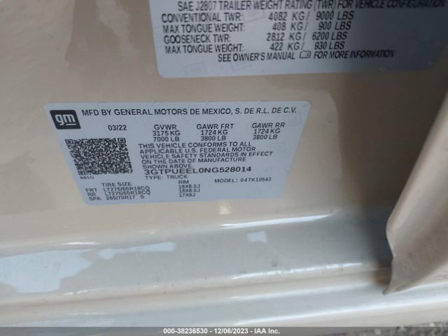 3GTPUEEL0NG528014 GMC Sierra 1500 4wd  Short Box At4