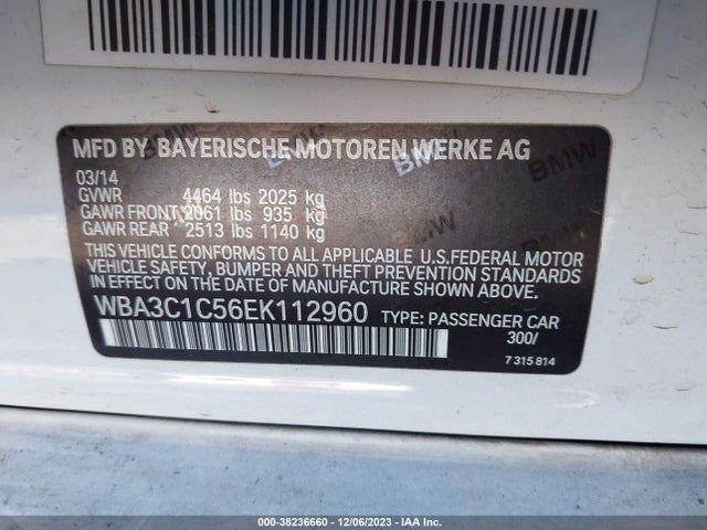 WBA3C1C56EK112960 BMW 328I