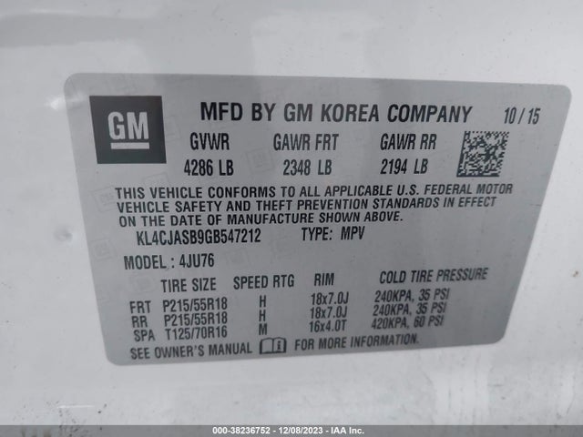 Buick Encore 2016 KL4CJASB9GB547212 Image 9