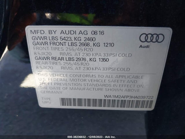 WA1M2AFP3HA039722 Audi Q5 2.0t Premium