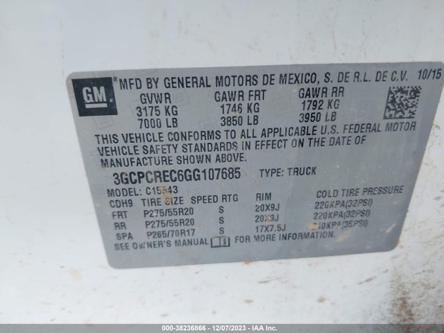 Chevrolet Silverado 1500 1lt 2016 3GCPCREC6GG107685 Image 9