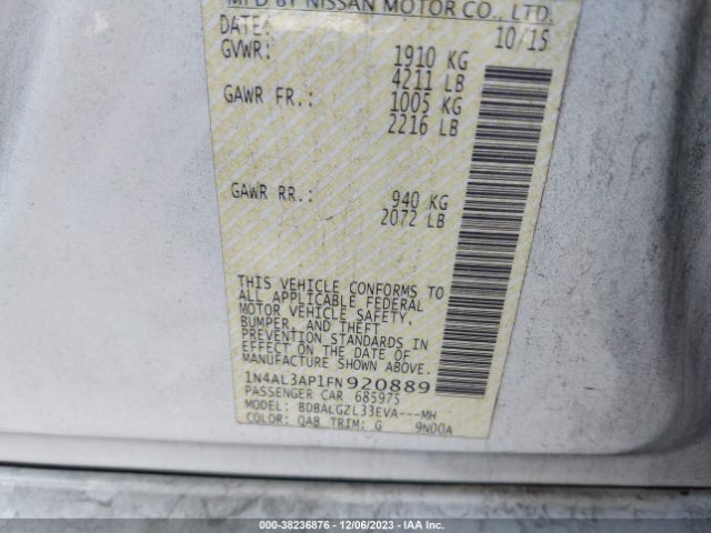 1N4AL3AP1FN920889 Nissan Altima 2.5 S