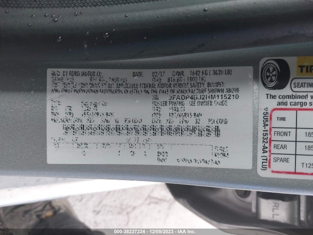 2017 FORD FIESTA SE VIN: 3FADP4BJ2HM115210