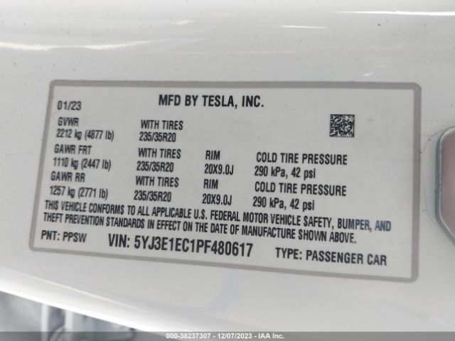2023 TESLA MODEL 3 5YJ3E1EC1PF480617 Photo 8