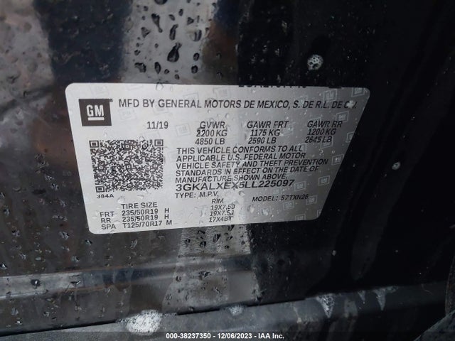 2020 GMC TERRAIN AWD DENALI VIN: 3GKALXEX5LL225097
