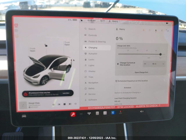 2020 TESLA MODEL Y LONG RANGE DUAL MOTOR ALL-WHEEL DRIVE VIN: 5YJYGDEE2LF050737