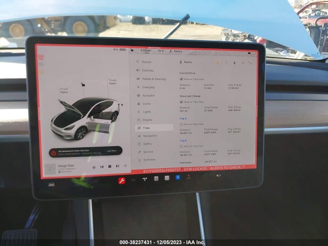 2020 TESLA MODEL Y LONG RANGE DUAL MOTOR ALL-WHEEL DRIVE VIN: 5YJYGDEE2LF050737