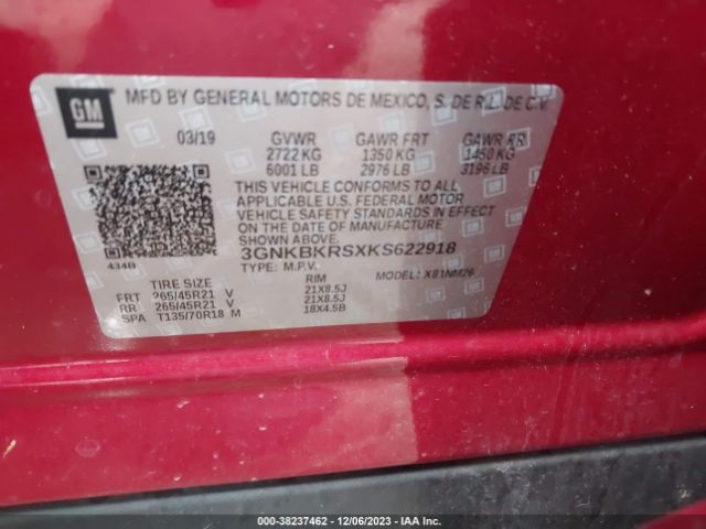 3GNKBKRSXKS622918 Chevrolet Blazer Premier