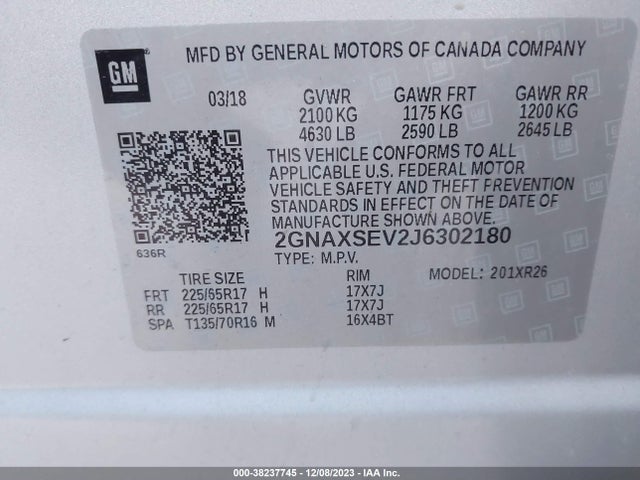 Chevrolet EQUINOX LT 2018 2GNAXSEV2J6302180 Image 9