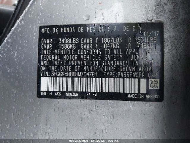 3HGGK5H88HM704781 Honda Fit Ex-l