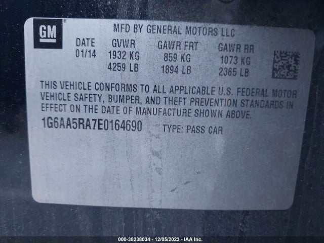 1G6AA5RA7E0164690 Cadillac Ats Standard Rwd