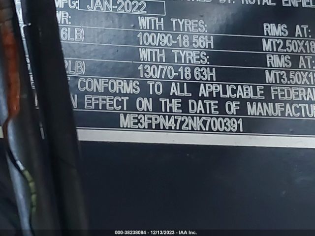 2022 ROYAL ENFIELD MOTORS INT 650 ME3FPN472NK700391 Photo 9