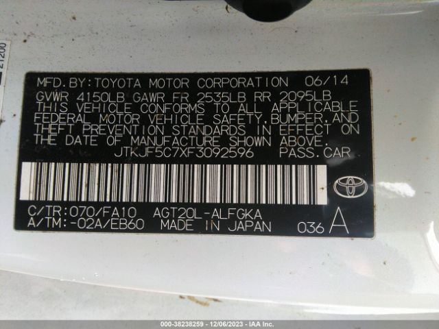 JTKJF5C7XF3092596 Scion TC