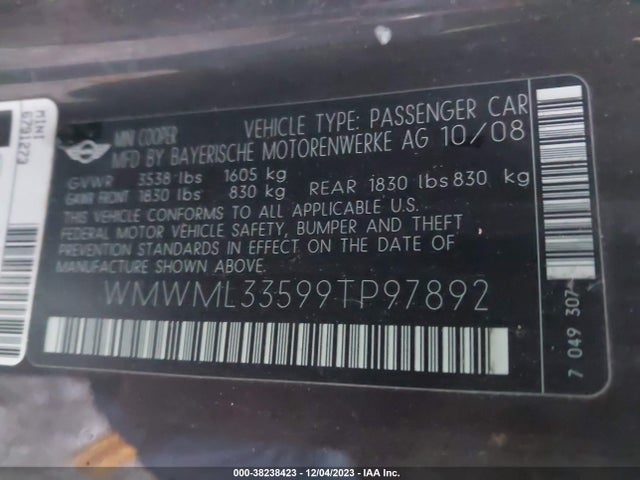 2009 MINI COOPER CLUBMAN WMWML33599TP97892 Photo 8