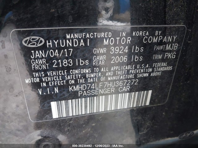Hyundai ELANTRA SE 2017 KMHD74LF7HU367272 Image 9