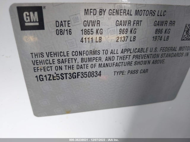 Chevrolet MALIBU 1LT 2016 1G1ZE5ST3GF350834 Image 9