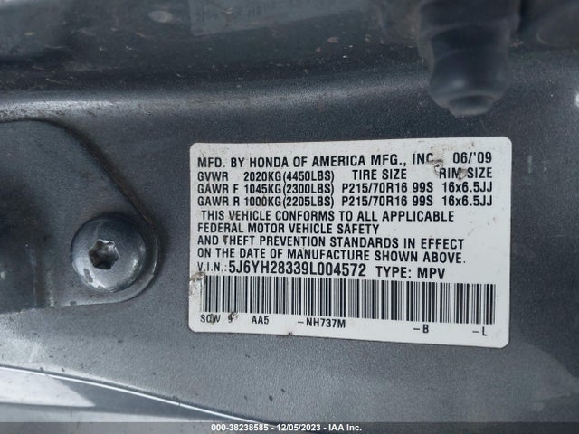 Продаж на аукціоні авто 2009 Honda Element Lx, vin: 5J6YH28339L004572, номер лоту: 38238585