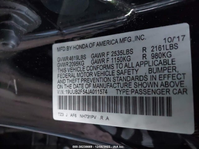 19UUB2F54JA011574 Acura Tlx Tech Pkg