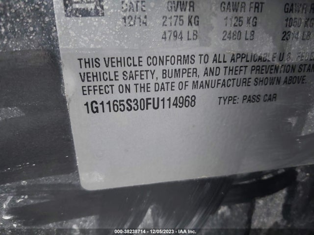 Chevrolet IMPALA 2LZ 2015 1G1165S30FU114968 Image 9