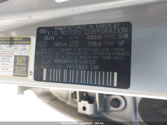 KIA Optima Lx 2015 KNAGM4A75F5546128 Image 9