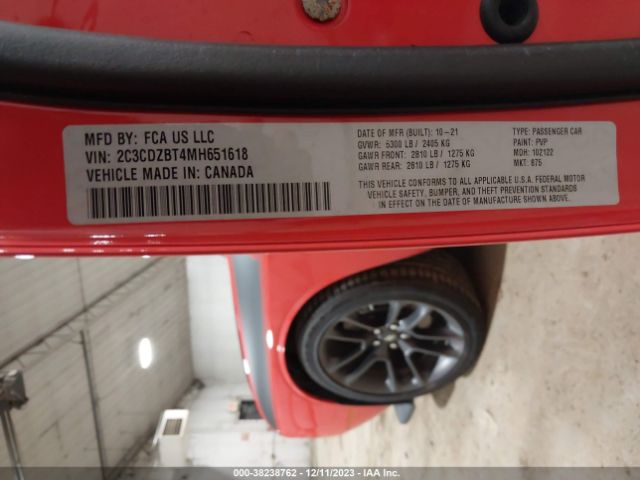 2C3CDZBT4MH651618 Dodge Challenger R/t