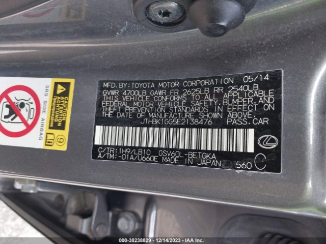 JTHBK1GG5E2138476 Lexus ES 350