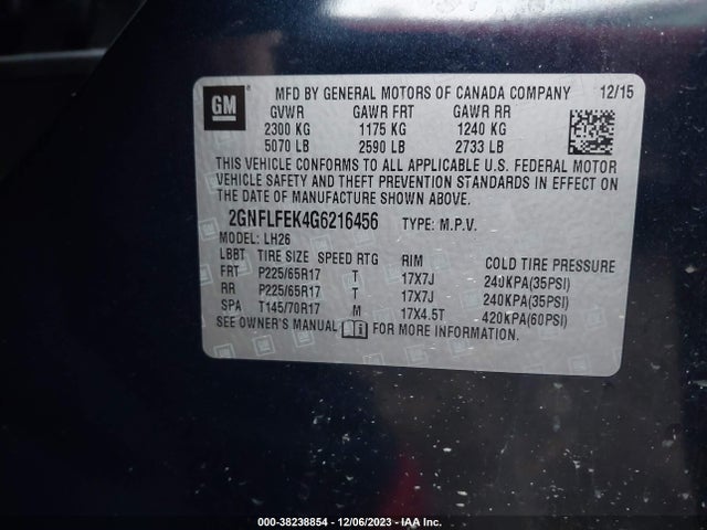 Chevrolet EQUINOX LT 2016 2GNFLFEK4G6216456 Image 9
