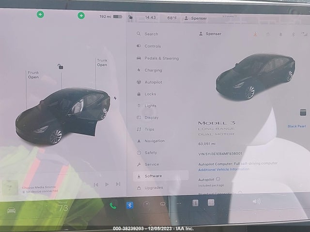2021 TESLA MODEL 3 LONG RANGE DUAL MOTOR ALL-WHEEL DRIVE VIN: 5YJ3E1EB4MF936001