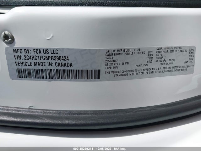 2C4RC1FG6PR590424 Chrysler Pacifica Touring