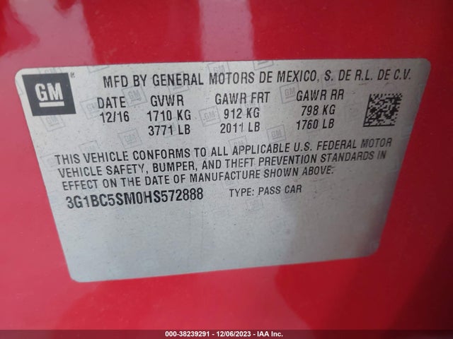 Chevrolet Cruze Ls Auto 2017 3G1BC5SM0HS572888 Image 9