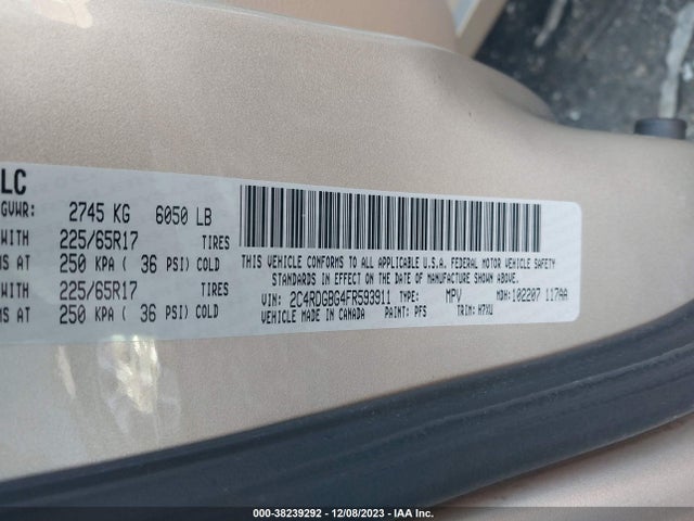 Dodge Grand Caravan Avp/se 2015 2C4RDGBG4FR593911 Image 9