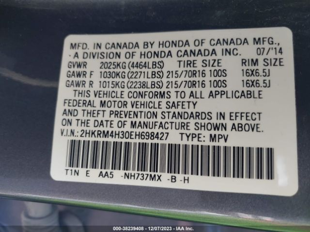 2HKRM4H30EH698427 Honda CR-V LX