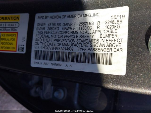 1HGCV3F97KA014532 Honda Accord Hybrid Touring