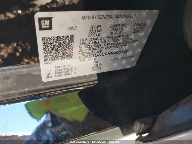 1GKS1GKC0HR400142 GMC Yukon Xl Slt