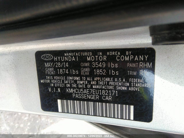 2014 HYUNDAI ACCENT SE VIN: KMHCU5AE7EU182171