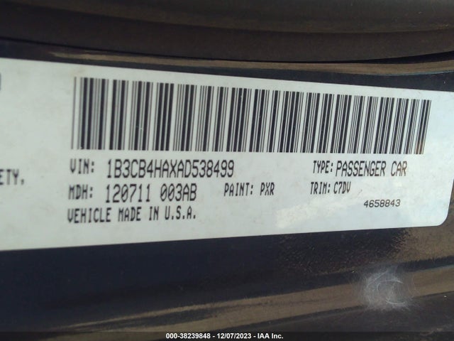2010 DODGE CALIBER SXT VIN: 1B3CB4HAXAD538499