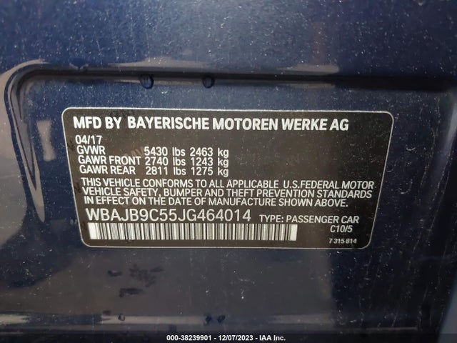 2018 BMW M550I XDRIVE VIN: WBAJB9C55JG464014