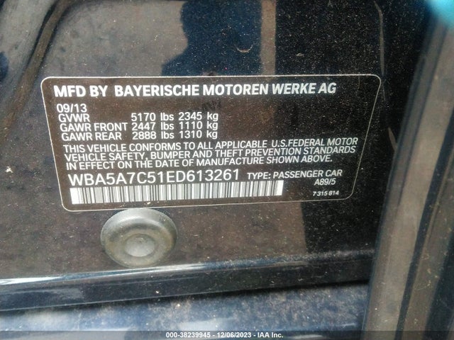 2014 BMW 528I XDRIVE VIN: WBA5A7C51ED613261