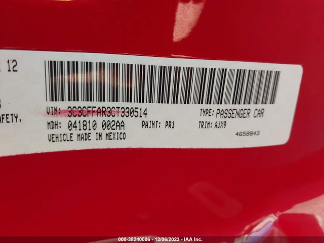 2012 FIAT 500 3C3CFFAR3CT330514 Photo 8