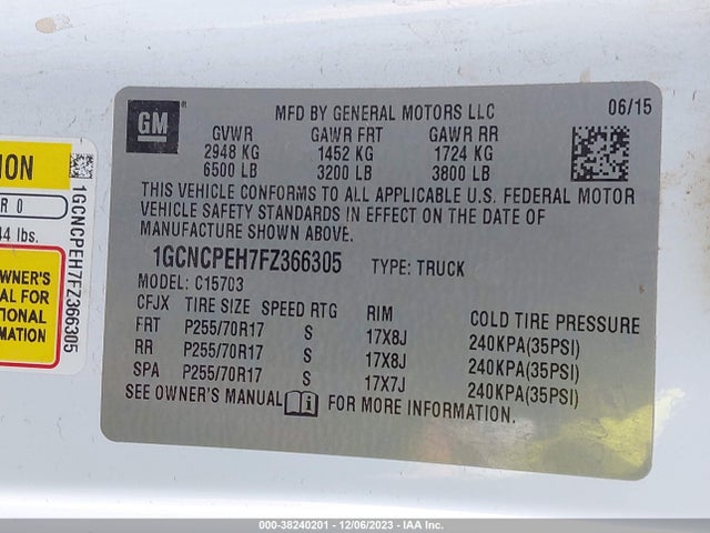 Chevrolet Silverado 1500 Wt 2015 1GCNCPEH7FZ366305 Image 9