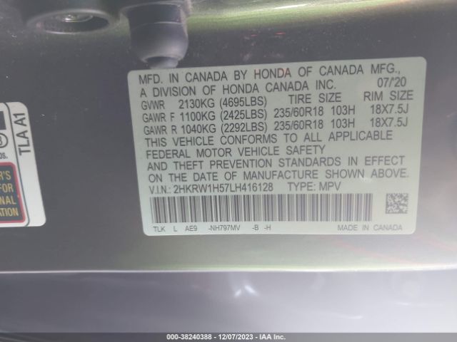 2HKRW1H57LH416128 Honda Cr-v 2wd Ex