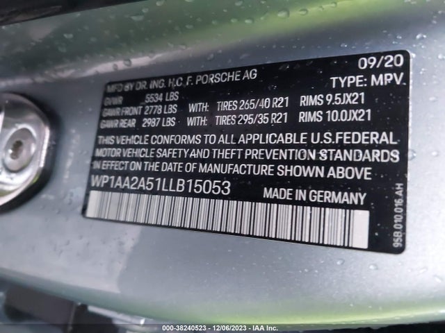 2020 PORSCHE MACAN WP1AA2A51LLB15053 Photo 8